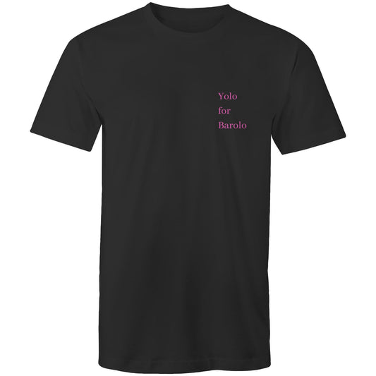 'Yolo for Barolo' Pink on Black Tee